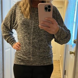 Oversized Black and White Drop Shoulder Top